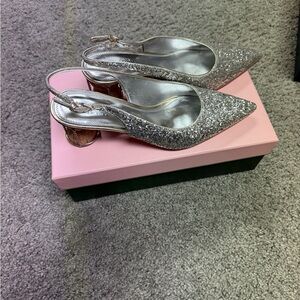 Kate Spade Soiree Pointed Toe Slingback Pumps- Glitter